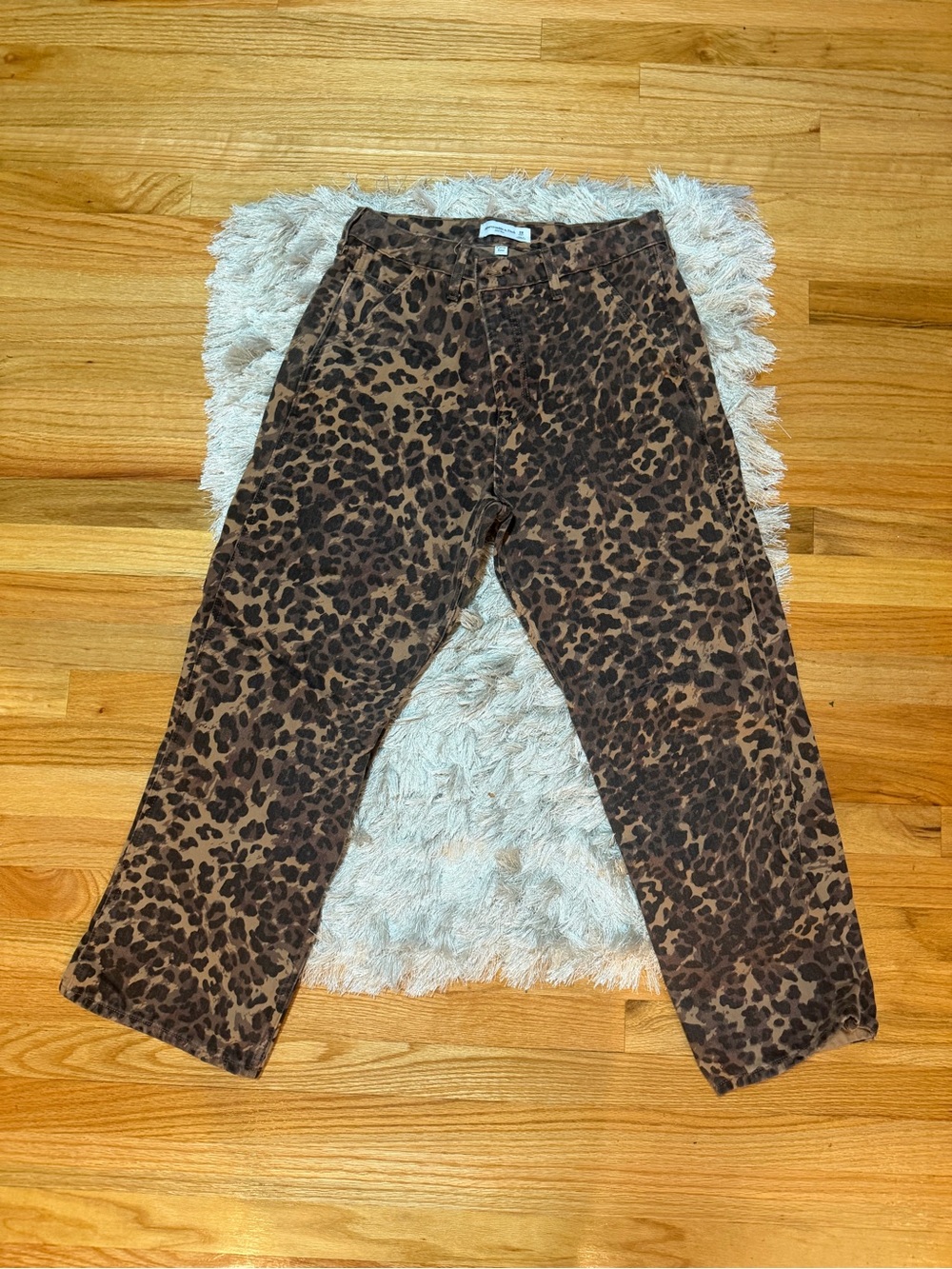 Abercrombie & Fitch Brown Leopard Print Straight Leg Jeans
